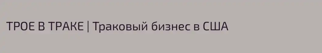 ТРОЕ В ТРАКЕ | Траковый бизнес в США